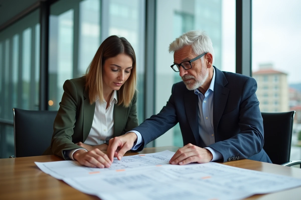 Deux professionnels examinent plans d